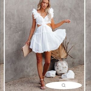 VICI- JACKY RUFFLE TIERED CUTOUT DRESS - WHITE NWT